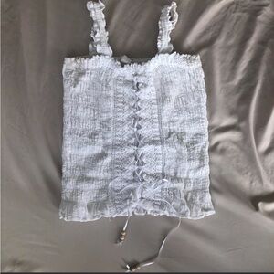 White Lace-Up Cotton Corset Women's Top